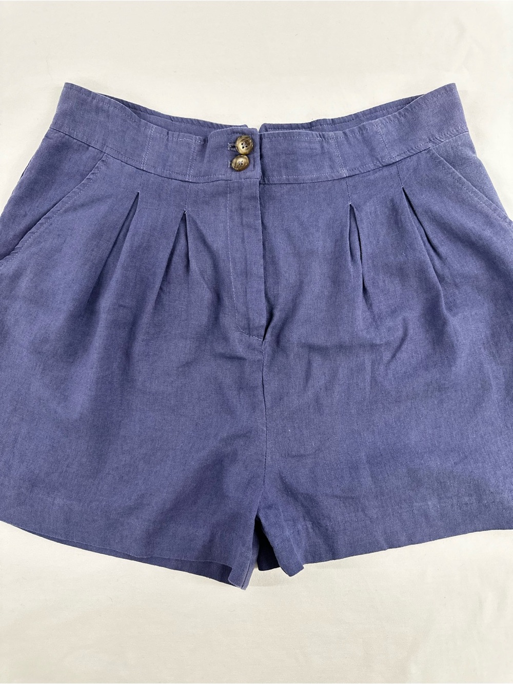 💜💙 Jason Wu Linen Blend Pleated High Waist Lined Shorts Lavender / Periwinkle 12